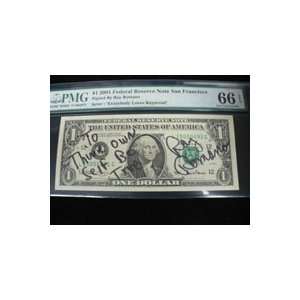  Signed Romano, Ray $1 2001 Federal Reserve Note Sports 