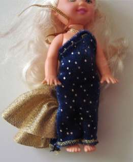 Blue & Gold Dot Fancy Gown Dress Kelly Doll Clothing  