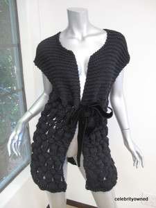 Philosophy Di Alberta Ferretti Black Crochet Long Vest4  