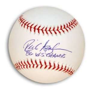  Rick Aguilera Signed Baseball Inscribed 86 WS Champs 