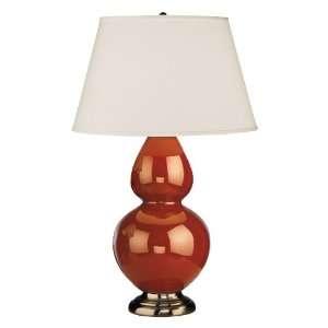  Robert Abbey 31 Cinnamon Brown Ceramic and Silver Lamp 