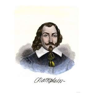  Samuel De Champlain Portrait, with His Autograph Stretched 