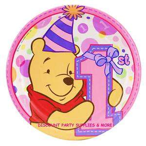 Winnie the Pooh 1st Birthday Girl Dessert Plates Party  