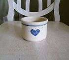 Country Elm Blue Heart Small Stoneware Kitchen Crock