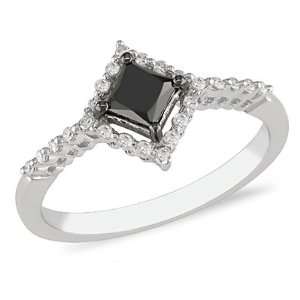   ct.t.w. Black and White Diamond Ring in 10k White Gold, I2 I3, G H I