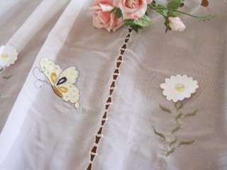 Fresh Butterfly Flower Applique Embroidery Cutwork Sheer Cafe Curtain 