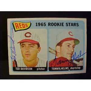 Ted Davidson & Tommy Helms Cincinnati Reds #243 1965 Topps Autographed 