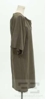 Lanvin Ete 2009 Taupe Drawstring Trim Short Sleeve Shift Dress Size 36 