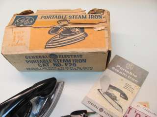 Vintage General Electric GE Portable Steam Iron Cat No.F29 All 