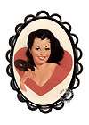 Valentine Brunette Pin Up Girl Cameo Ring