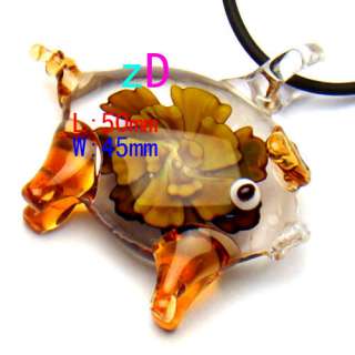 G2902 Flower Pig Murano Lampwork Glass Necklace Pendant  