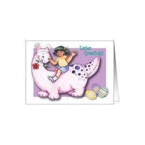  Easter / Pink Dinosaur, girl, eggs Card Health & Personal 
