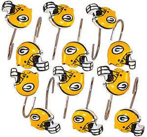 GREEN BAY PACKERS 12PC SHOWER CURTAIN HOOKS  