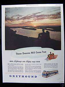 1945 GREYHOUND BUSES SUNSET VINTAGE PRINT AD  