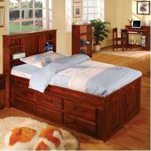   Bookcase Captains Bed Twin with 6 Drawer Storage