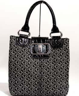 New GUESS Logo Black Denim Tote Hobo Handbag Bag NEW  