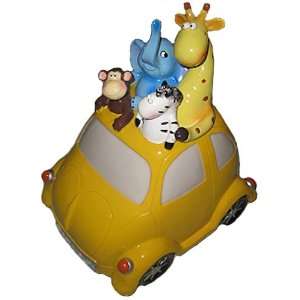    Safari Animals in Car Piggy Bank   10.5 Inches Toys & Games