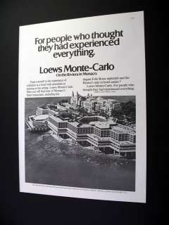 Loews Monte Carlo hotel casino 1980 print Ad  