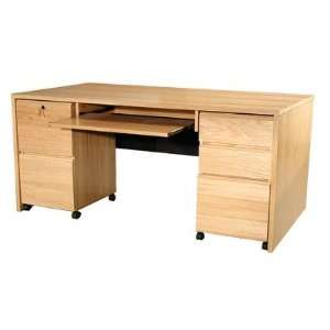   Oak Wood Veneer 67 W Panel Executive Desk Suite II