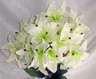   Lily ~ CREAM IVORY ~ Silk Wedding Flowers Bridal Bouquets Bush  