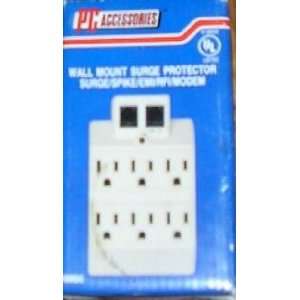  Wall Mount 6 Outlet Surge Protector with Modem Connect 