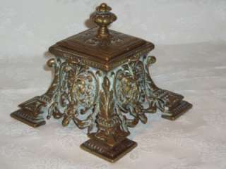 An Antique Brass  French Empire  Desk Top Inkwell  