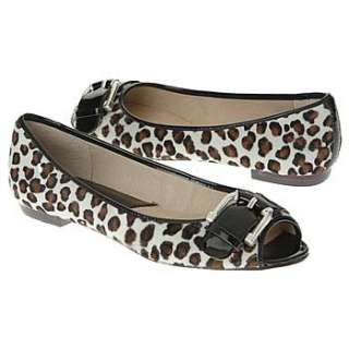  Michael Kors Seaport Animal Print Peep Toe Flats Shoes