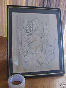 PEN AND INK FLOWERS HIBISCUS AND OTHERS BY KERR 1974  