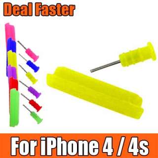 Yellow Anti dust Charger Plug+ Headset Dust Cover Cap For iPhone 3GS 