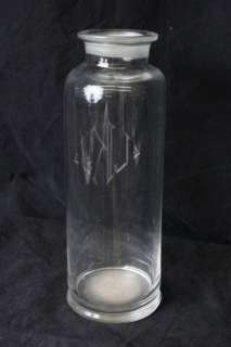   VINTAGE 1930s MONOGRAMMED CYLINDER APOTHECARY STYLE GLASS JAR W/O LID