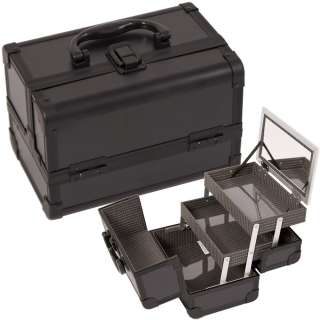  Jewelry Box Makeup Train Case Cosmetic Organizer w/ Mirror 3 trays 