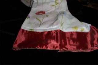 NIP SET RED TRIM FLORAL SWAG VALANCE AND KITCHEN CURTAINS  