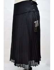 Anne Klein Navy Silk Pleated Drop Waist Skirt