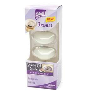Glade Scented Oil Candles Refill, Orchid Oasis, 3 Count (Pack of 6 