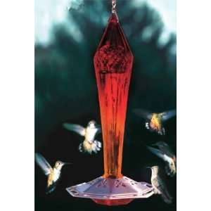   Schrodt Designs   Red Glass Hummingbird Feeder Patio, Lawn & Garden