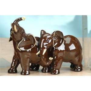  Brown And Gold Elephant Standing Elephants Collectible Figurine 