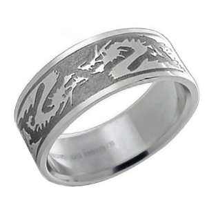   Stainless Steel Tribal Chinese Zodiac Dragon Mens Ring 10 Jewelry