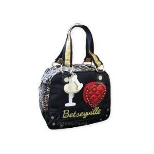 Betseyville I Love Betseyville Small Satchel Bag (Black/Animal Print)