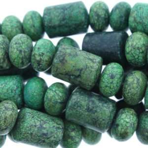 Green Turquoise Jasper  Rondell/Capsule Plain   10mm Diameter, 14mm 