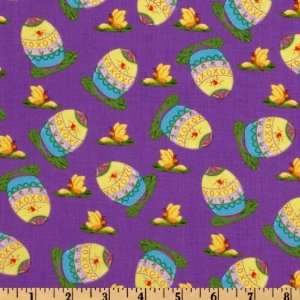   Butterfly & Eggs Purple Fabric By The Yard Arts, Crafts & Sewing