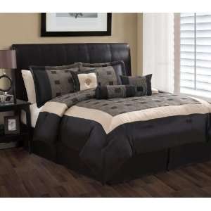   Theo Black and Gray Jacquard Comforter Bedding Set