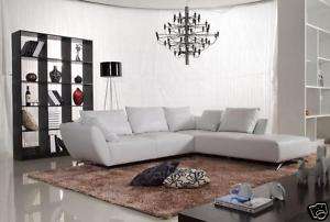 ORFEO Modern White Italian Leather Sectional Sofa Set  