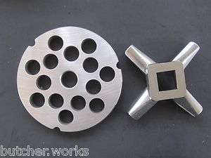 42 x 3/4 Meat Grinder plate AND knife for Hobart Biro LEM Universal 