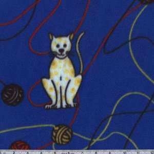  60 Wide Arctic Fleece Cats Playing Blue Fabric By The 