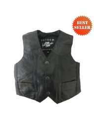 Kids Leather Vests   Kids Black Motorcycle Leather Vest KV738