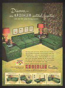 1950 Kroehler Sectional Living Room Furniture Print Ad  