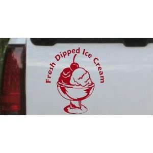 Red 16in X 14.1in    Fresh Dipped Ice Cream Business Car Window Wall 