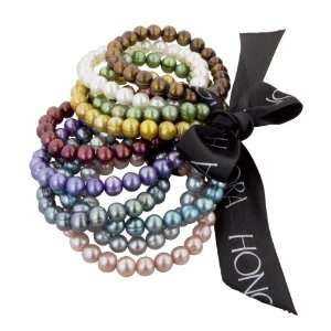 Honora Set of 10 7 8MM Multi Colored Ringed Freshwater Cultured Pearl 