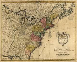 1784 North America New United States Old Antique Map  