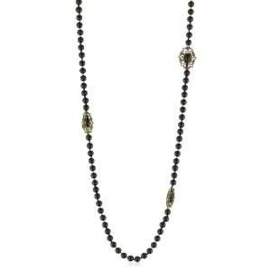 Miguel Ases Onyx And Swarovski 14k Gold Filled Necklace